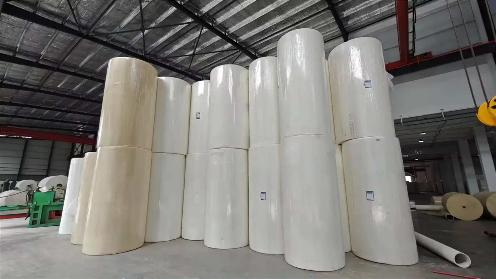Large parent jumbo rolls produced in step 6 of the bamboo tissue manufacturing process