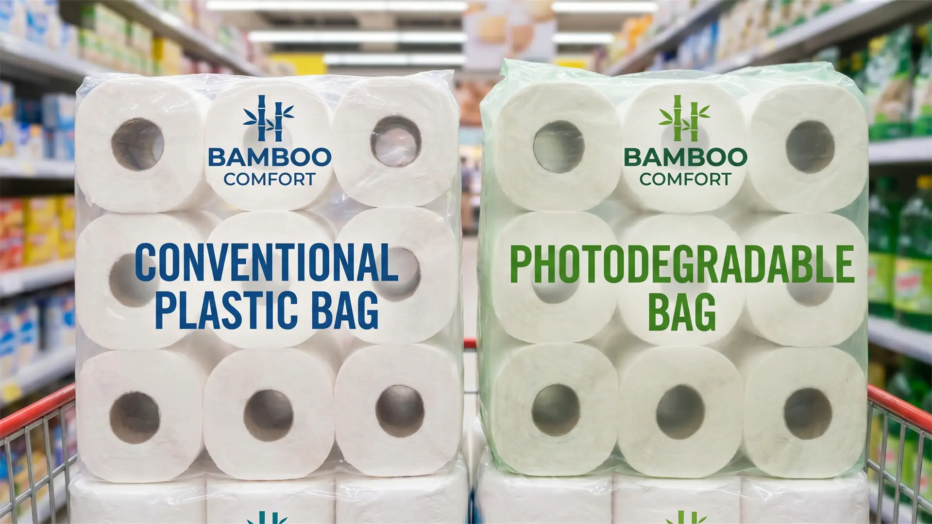 小売用パック、EC用パック、および卸売用向けの竹製トイレットペーパー用プラスチック袋パッケージ