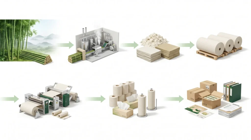 Chishui bamboo resources moving from raw bamboo to bamboo pulp, household paper base material, and tissue converting