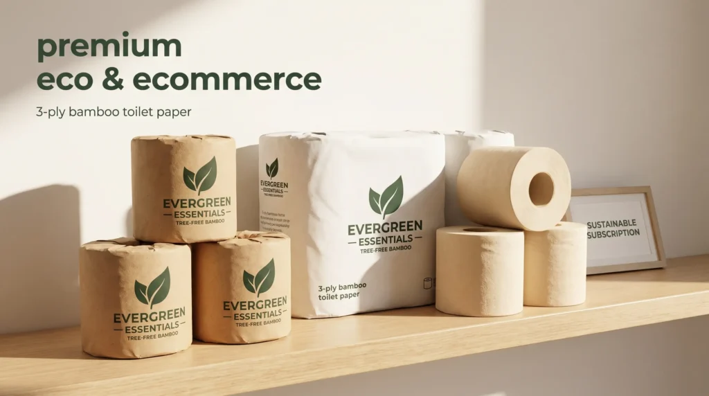 Bamboo toilet paper products for premium eco brands, ecommerce stores, subscription packs, and private label retail supply
