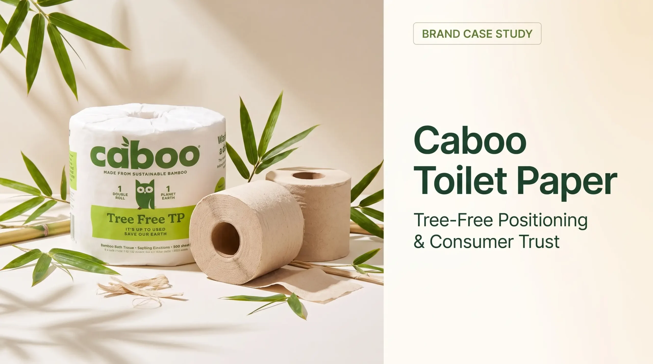 Caboo Tree-Free(無木材)竹トイレットペーパーのパッケージが、ブランドポジショニングと消費者信頼のケーススタディで紹介されました。.