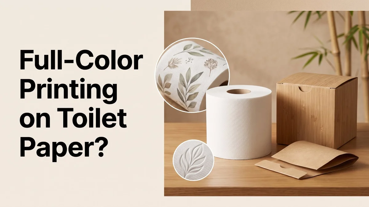 Comparison concept showing toilet paper customization options including printing, embossing, and packaging